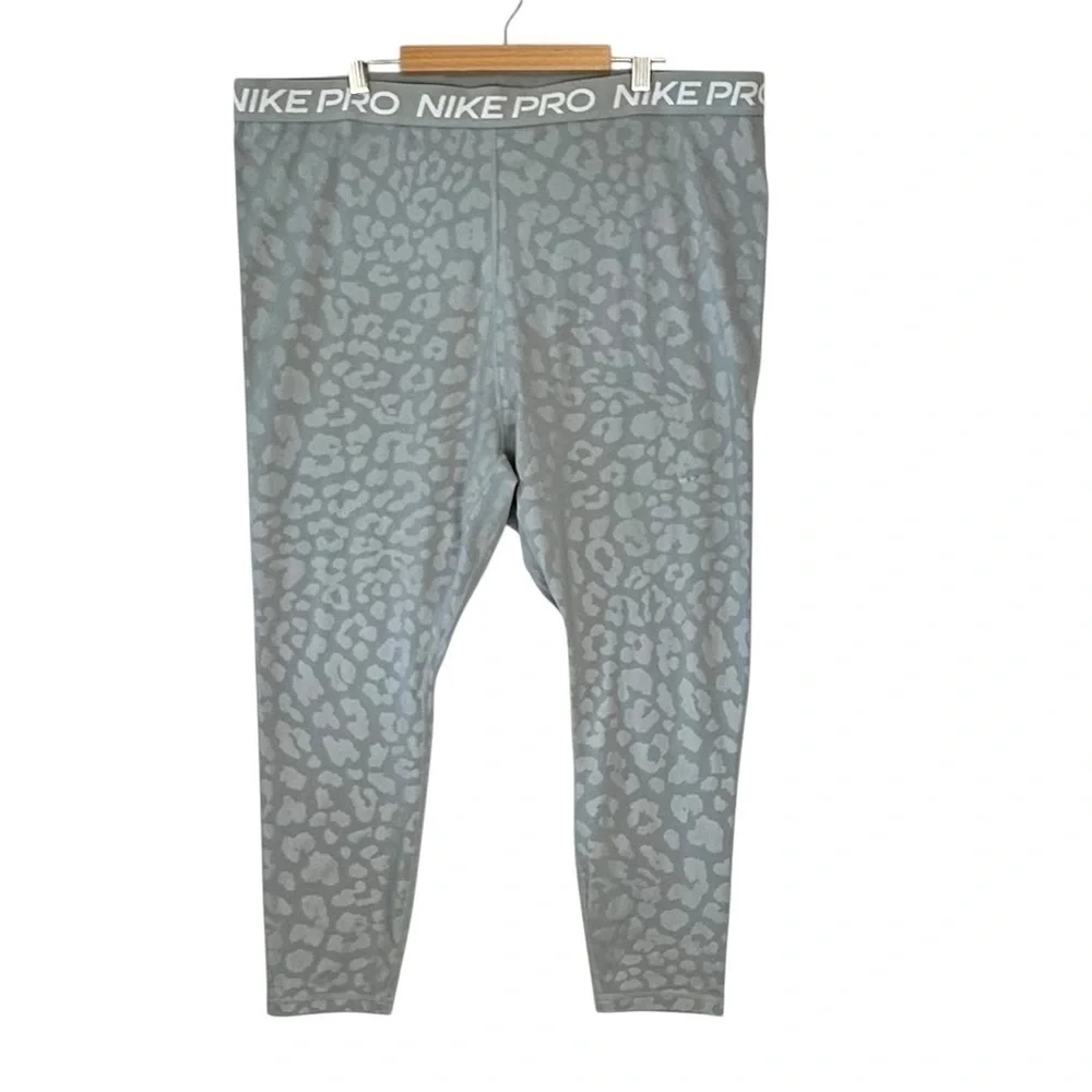 Nike Pro Plus HR All Over Print Tights Grey/Grey DM3988-073 Women's Size 3X